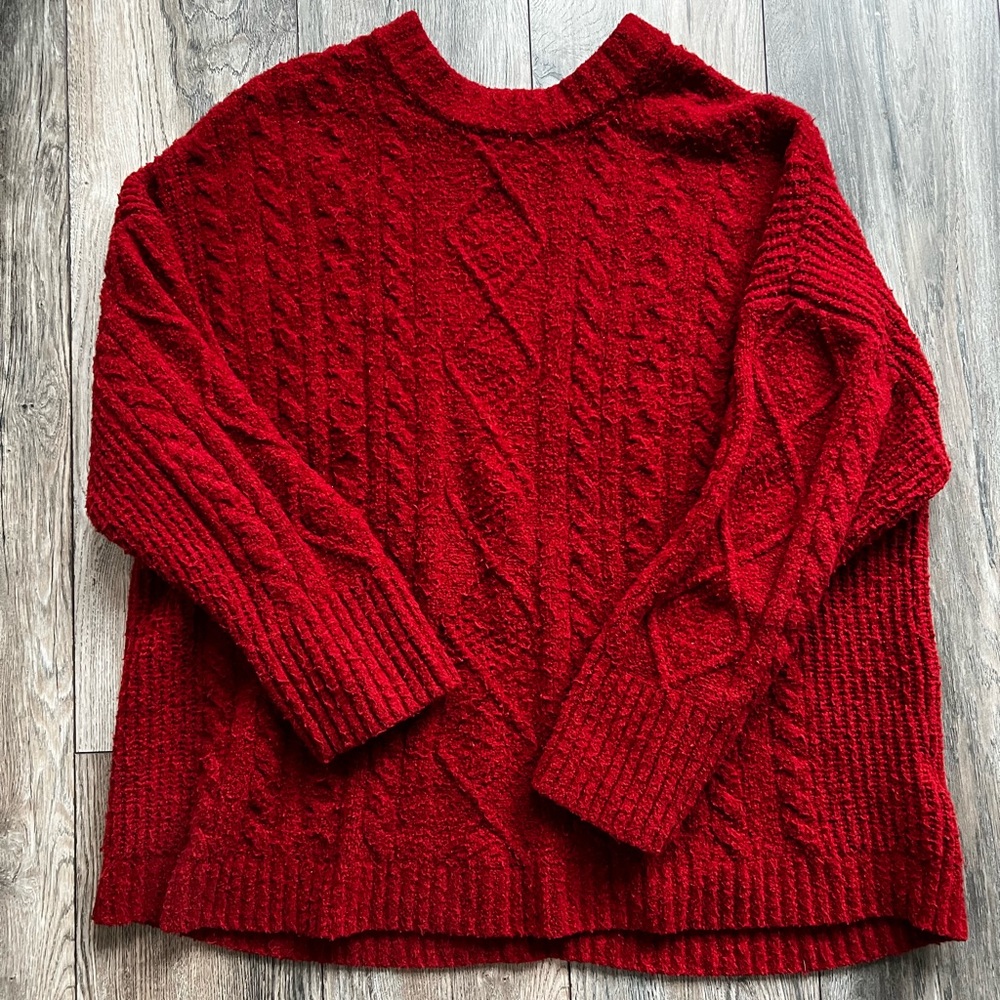 Abercrombie Red Cable Knit Sweater